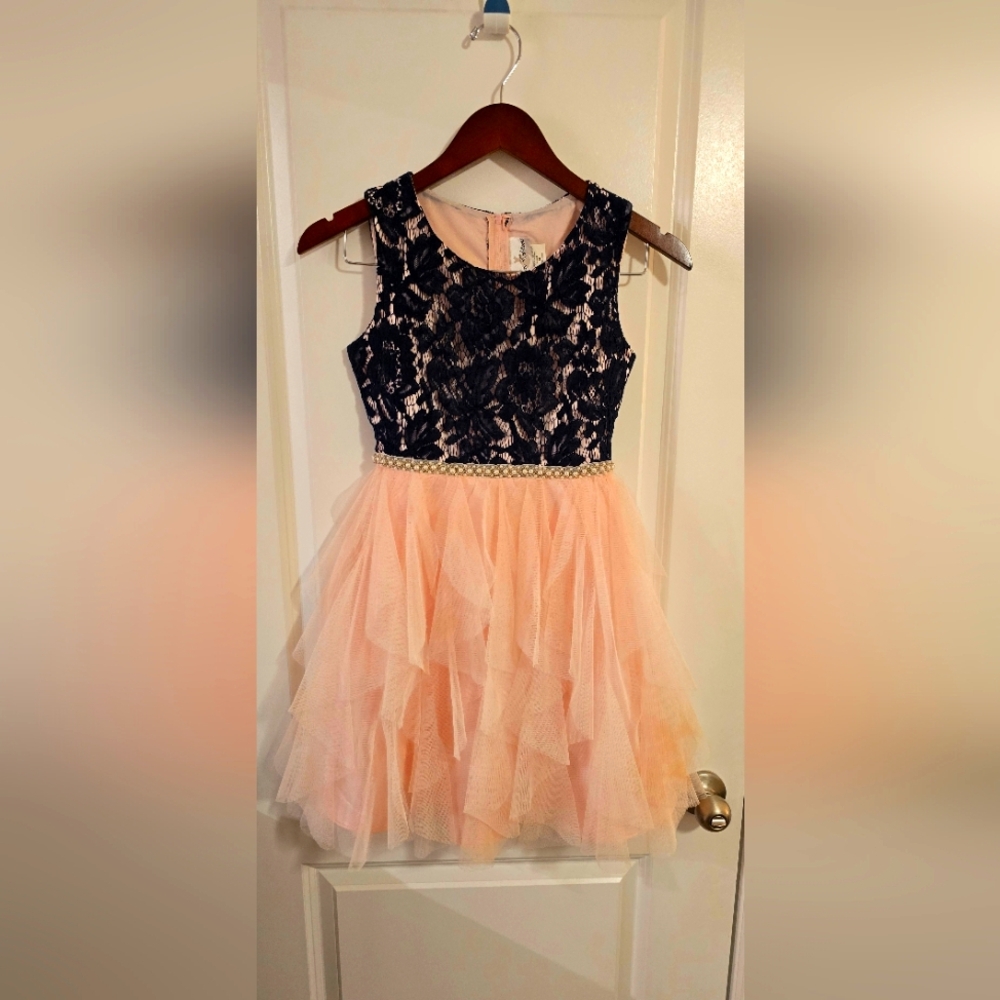 Navy and Pink Girls Dress Size 12